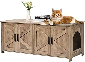 VEVOR Cat Litter Box Enclosure for 2 Cats, Litter Box Furniture Hidden 47.2in
