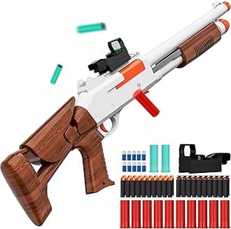 Ouzhimanxing Toy Gun Models Foam Blasters (33-Inch) Jumping Shell Design [with10 Shell 40 Soft Darts] Perfect for Indoor and Outdoor Play (Brown)