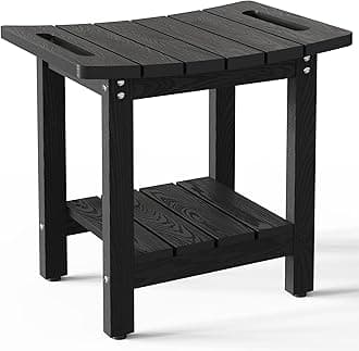 HIPS Shower Benches for Inside Shower, Shower Stool with Space-Efficient Storage Shelf, Waterproof Shower Chair Seat for Spa Bathroom(Black)