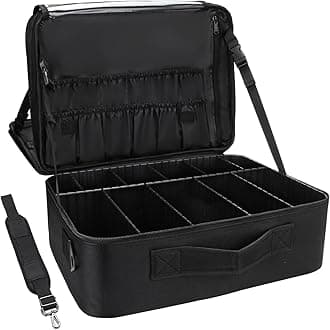 Relavel Makeup Case Extra Large Makeup Bag for Women Travel Makeup Artist Box Nail Polish Cosmetic Brush Storage Organizer with Adjustable Plastic Dividers Black