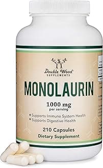 Monolaurin Immune Support Supplement 1,000mg per Serving, 210 Capsules (Vegan Safe, Non-GMO, Gluten Free) Immune Booster for Adults, Immune System Defense