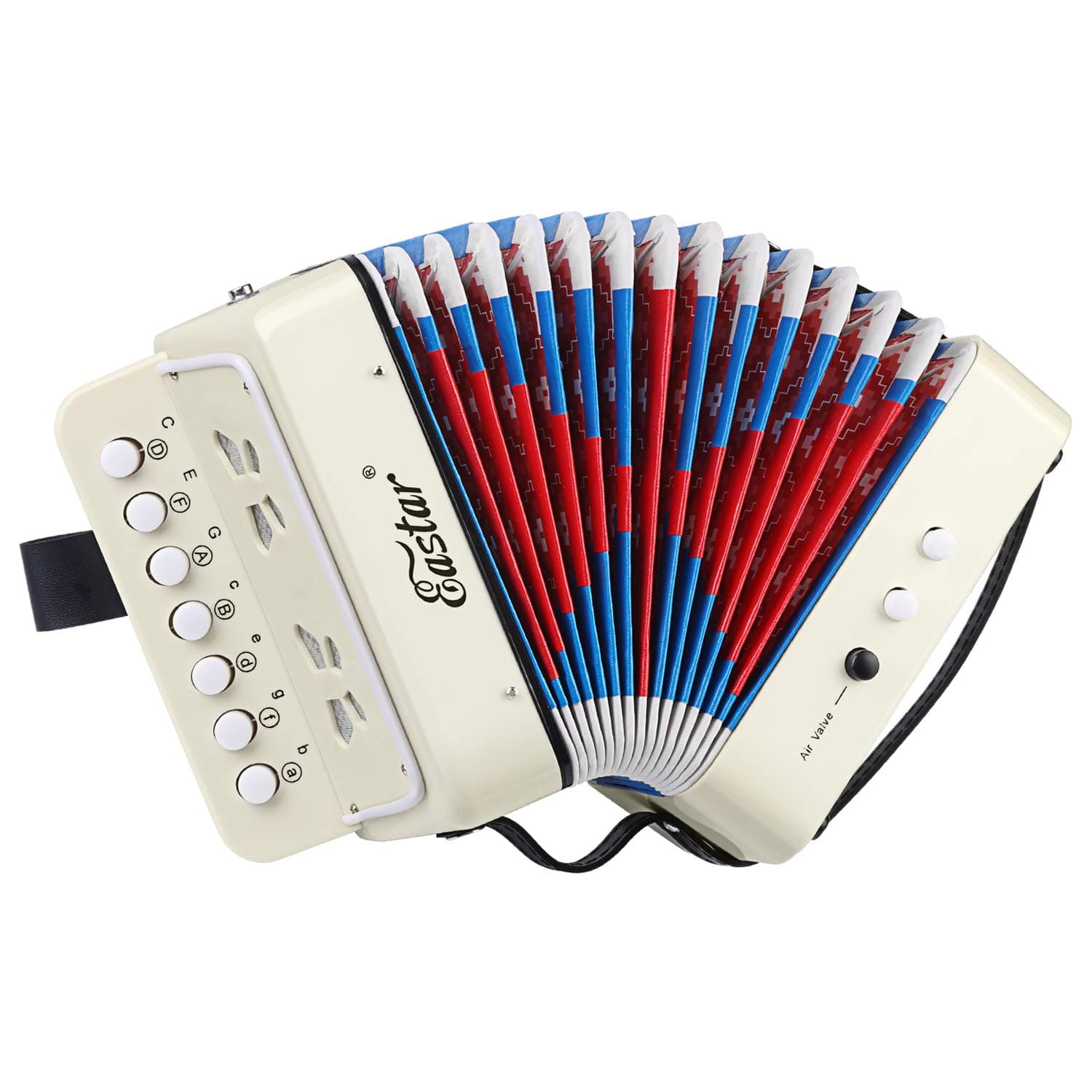 Accordion 10 Keys Button Educational Musical Instrument, Fully Function Lightweight Accordion, White
