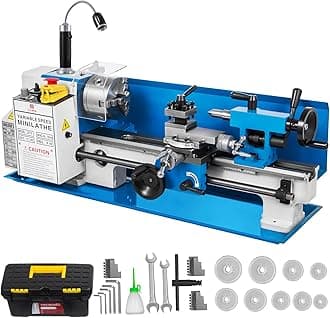 VEVOR Metal Lathe 7x14inch Precision Bench Top Mini Metal Lathe 550W Precision Metal Lathe Variable Speed 50-2500 RPM Nylon Gear with A Movable Lamp