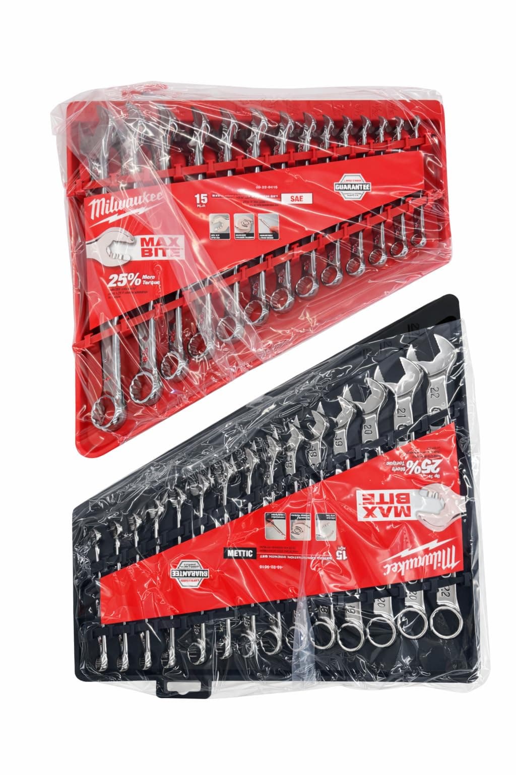 Milwaukee Combination Wrench Sets Bundle - 2 Items - Metric (8mm-22mm) SAE (1/4"-1") 48-22-9415 48-22-9515