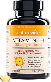 NatureWise Vitamin D3 1000iu (25 mcg) Healthy Muscle Function, and Immune Support, Non-GMO, Gluten Free in Cold-Pressed Olive Oil, Packaging Vary (Mini Softgel), 200 Count