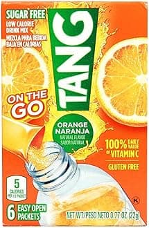 Tang On The Go Orange Sugar Free Drink Mix 6 Individual Sachet Box,(3.6g X 6) 22g