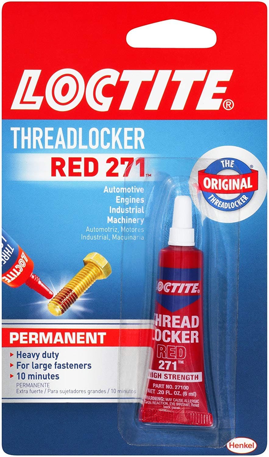Loctite 6ml Pack Red 271 Threadlocker, 6-Milliliter Tubes, Case of 12 (209741-12), 12 Pack