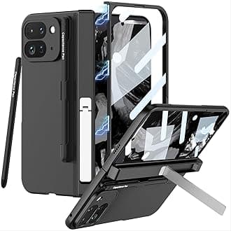– Case for Google Pixel 9 Pro Fold with Stylus Pen Holder and Kickstand, Screen Protector Case for Pixel Fold 9 Pro, Durable 5G Phone Case (Black)