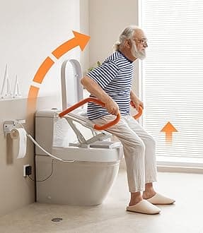 VOCIC Electric Raised Toilet Seat, Powered Toilet Seat Riser for Seniors, Elevated Toilet Seat with Handles, Toilet Lift Assist, Support to 330LBS, AX12