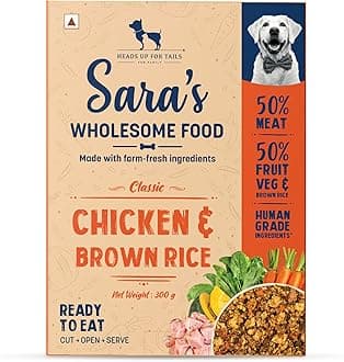 - Sara's Wholesome by HUFT Classic Chicken & Brown Rice Dog Food – 300 gm (Pack of 3) | Gravy Meal for All Breeds & Life Stages | No Artificial Flavours or Preservatives