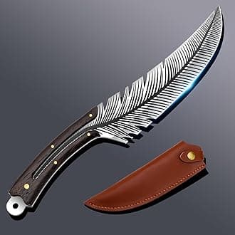 Professional Chef Knives, Sharp Feather Boning Knife Hand Forged High Carbon Steel Boning knife for Meat Cutting Cooking Knife with Sheath for Kitchen Outdoor