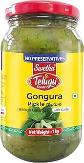 Swetha Telugu Foods Gongura Pickle With Garlic 1Kg Pet Bottle