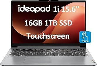 Lenovo IdeaPad 15.6" FHD Touchscreen Laptop (16GB RAM, 1TB SSD, Intel 6-Core i3-1215U (> i5-1135G7)), Narrow Bezel, Webcam, 10-Hour Long Battery Life, Wi-Fi 6, Win 11 Home S Mode, Cloud Grey