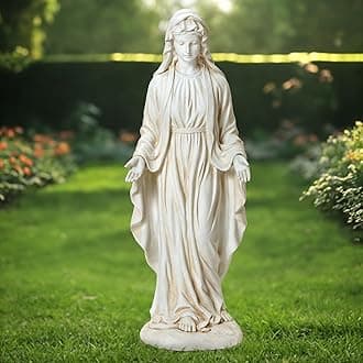 - LuxenHome Virgin Mary Statue Outdoor, 30'' Religious Garden Statue, Blessed Mother Outdoor Statue, Virgen De Guadalupe Statues, Large Outdoor Garden Statues, Sculptures Decorations Home Yard Patio
