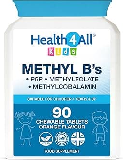 Kids Methyl B's 90 Chewable Tablets (3 Months Supply), Stress & Mood Support for Children 4+, Methylated B Vitamins B12 Methylcobalamin, 5-Methylfolate & Vitamin B6 P5P, Vegan | Made in UK