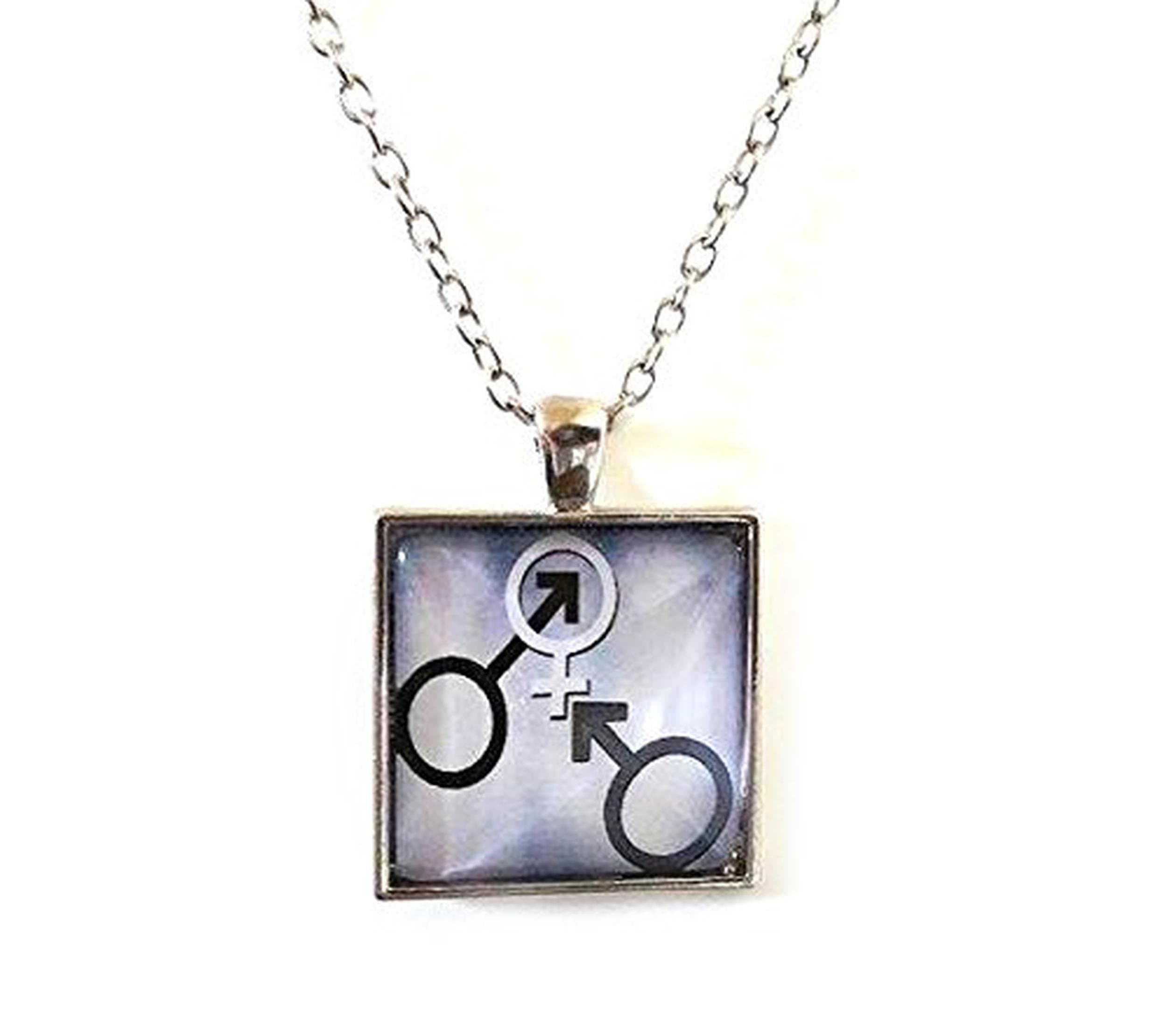 Square Cuckold Emblem Pendant on Silver Colored Chain