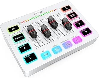 Audio Mixer, Gaming Streaming PC Mixer with Slider Fader, XLR Microphone Interface, Monitoring, for Video/Game Voice/Podcast Recording-AmpliGame SC3W