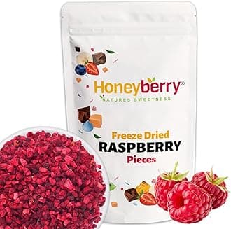 Freeze Dried Raspberry Pieces 250g - Premium Freeze-Dried Fruit Bits - 100% Natural, No Added Sugar or Preservatives Raw Dry Raspberry Grit for Baking, Cake Decorations, Yogurt, Porridge Oat, Smoothie