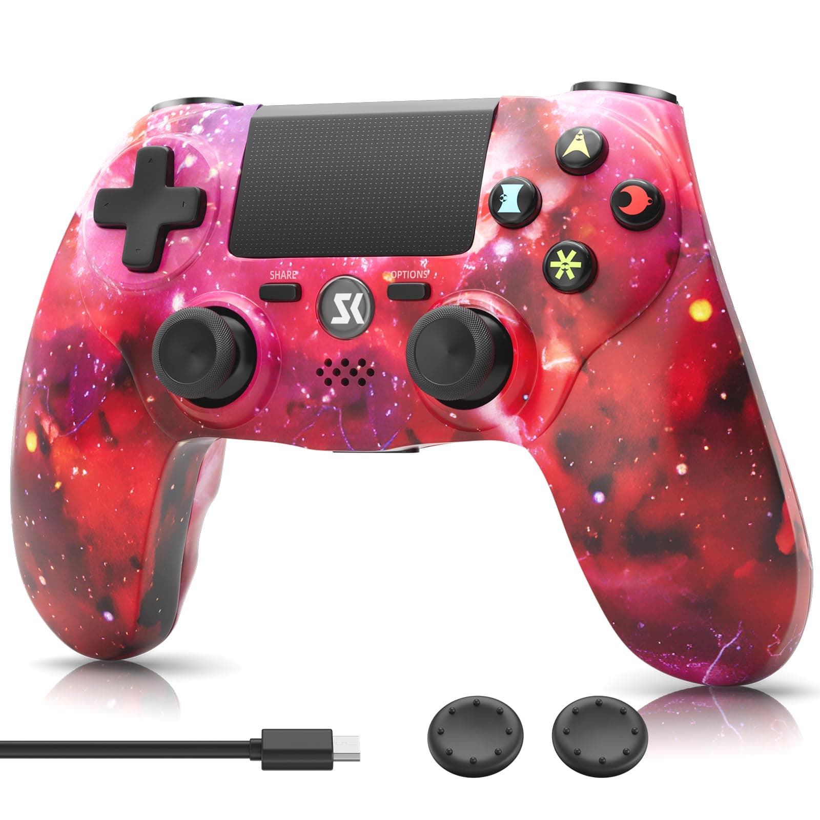 CHENGDAO Wireless Controller for PS4, Galaxy Series High Performance Dual Vibration Gaming Controller for Playstation 4 /Pro/Slim/PC with Audio Function, Touch Pad, Motion Control