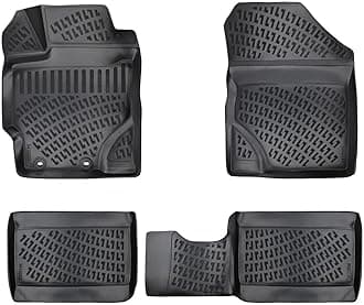 RizLiner Toyota Yaris 2012-2018 Custom Fit Floor Mats Rubber 3D Car Mats Laser Measured Floor Liners All Weather Heavy Duty Waterproof Odorless Non-Slip TPE (Front & Rear, Black)