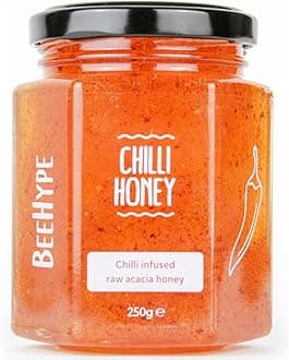 Chilli Honey - Pepperoncino Peppers in Natural Acacia Honey with NO Preservatives and NO Refined Sugars - Vegetarian, Nut and Dairy-Free - 250g