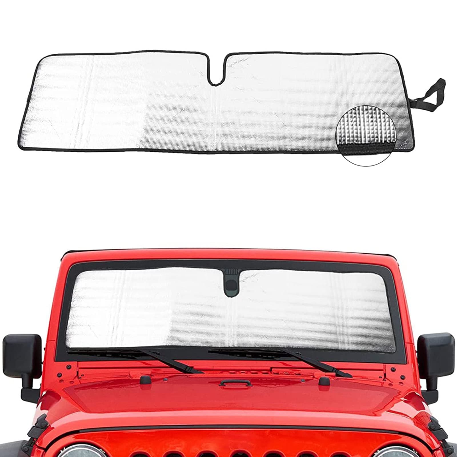 RT-TCZ Windshield Sunshade Sun Shade Heat Shield Sun Visor Mat for Jeep Wrangler Rubicon Sahara TJ JK JKU 2 Door & 4 Door
