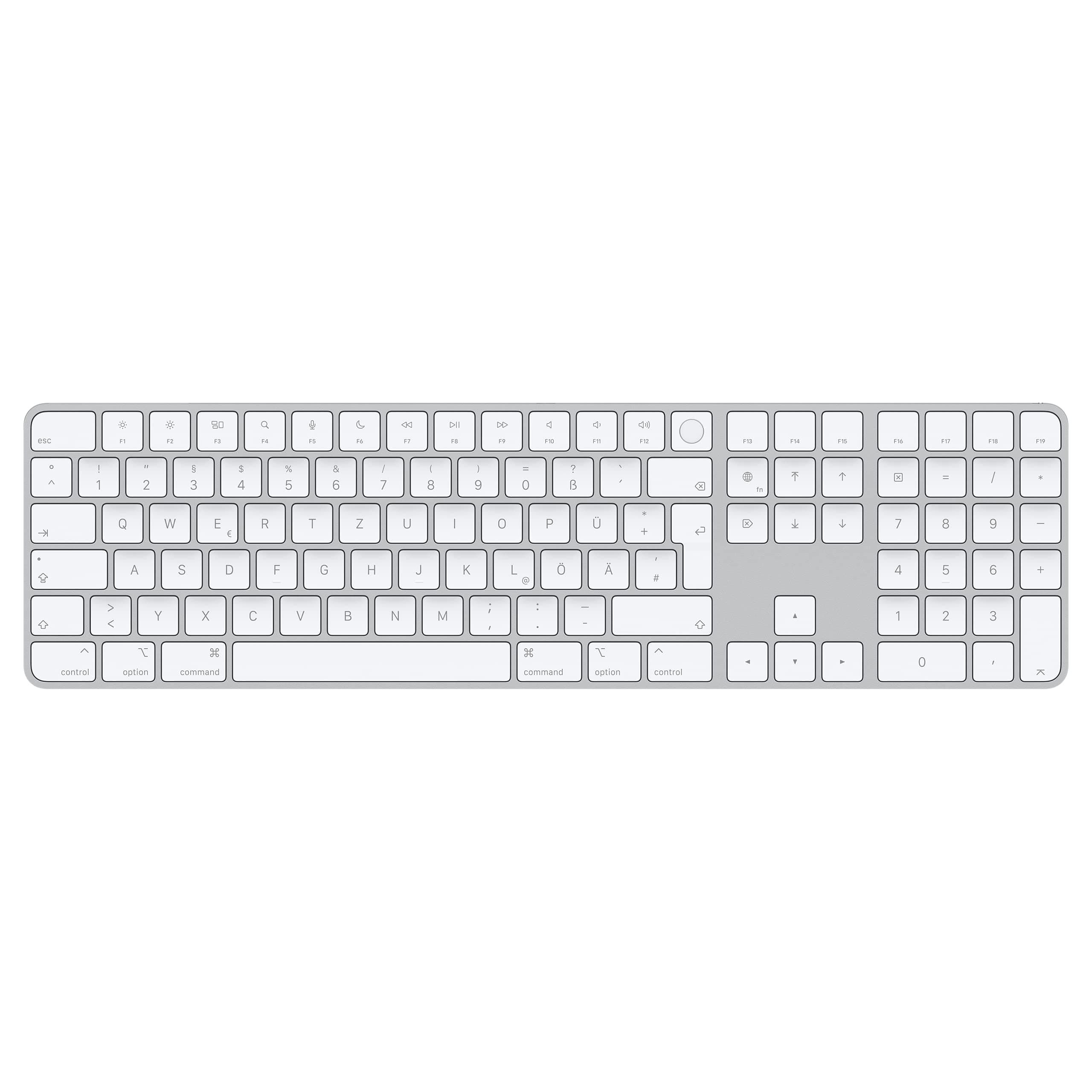 Magic Keyboard with Touch ID and Numeric Keypad: Wireless, Bluetooth, Rechargeable. Works with Mac Computers with Apple Silicon; German - White Keys