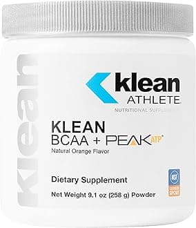 Klean BCAA + Peak ATP | Amino Acid Supplement for Muscle Building, Workout Recovery, and Lean Muscle | 9.1 Ounces | Natural Orange Flavor