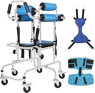 6-Wheels Walkers Disabled Children Cerebral Palsy Disabled Kids Walker, Upgrade Double Cushion Auxiliary Equipment Rehabilitation Standing Walking Aid for Lower Limb Training and Assis