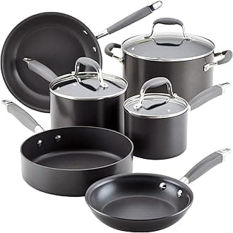 AnolonAdvanced Hard Anodized Nonstick Cookware / Pots and Pans Set, 9 Piece - Gray
