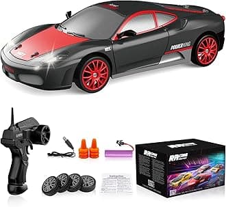 Remote Control Car RC Drift Car 2.4GHz 1:24 Scale 4WD High Speed RC Cars Vehicle with LED Lights Batteries and Drifting Tires Racing Sport Toy Cars for Adults Boys Girls Kids Gift