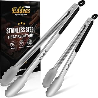 Grill Tongs, Bbq tongs - 12" and 17 Inch Extra Long Kitchen Tong, Heat Resistant 600 Degrees Stainless Steel tongs, Metal Locking Tong for Cooking, Grilling, Outdoor Barbecue, Set of 2
