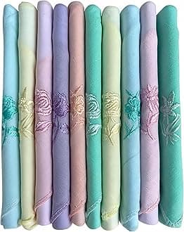 Caruso Italy Women's 100% Pure Cotton Hankerchief Multicolor - Pack of 10