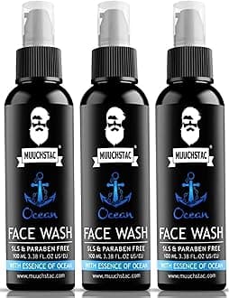 Muuchstac Ocean Face Wash for Men | Fight Acne & Pimples, Brighten Skin, Clears Dirt, Oil Control, Refreshing Feel - Multi-Action Formula (100ml (Pack Of 3))