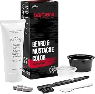 Barbers Choice 3 Application Beard and Mustache Dye For Men, 6 weeks of Cover For Gray Facial Hair, Dark Brown