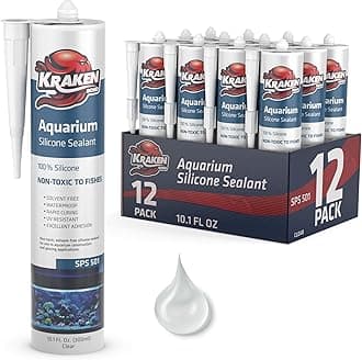 Aquarium Silicone Sealant Clear - (12x10.1 fl. oz.) 100% Waterproof Aquarium Safe Silicone, Non-Toxic Fish Tank Safe Sealant, Fast Curing and Strong Adhesion, 12 Pack