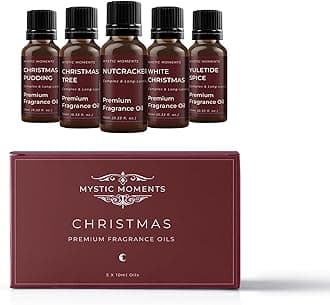 Mystic Moments | Christmas Fragrant Oil Gift Starter Pack 5x10ml | 5 Festive Seasonal Scents for Candles, Soap & Home Fragrance | Warm Winter Aroma Collection