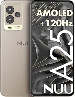 NUU A25 AMOLED 120Hz 6.7" Phone for T-Mobile, ATT, Cricket, Mint, Ultra, Metro, Gaming Phones, Octa-Core Helio G99, 4G/LTE Dual SIM, 6GB + 128GB 50MP Camera, Champagne, International Travel