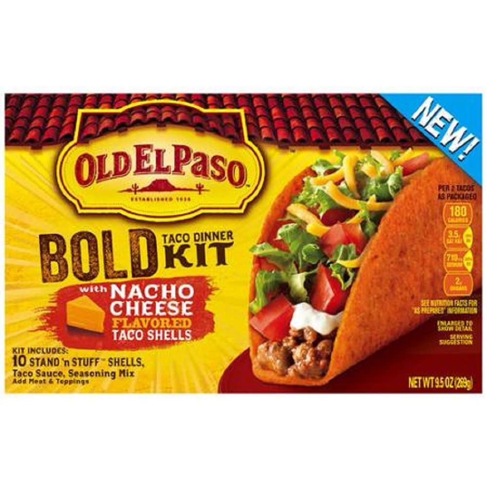 Old El Paso, Bold Taco Dinner Kit with Nacho Cheese Tacos, 9.5oz Box (Pack of 3)