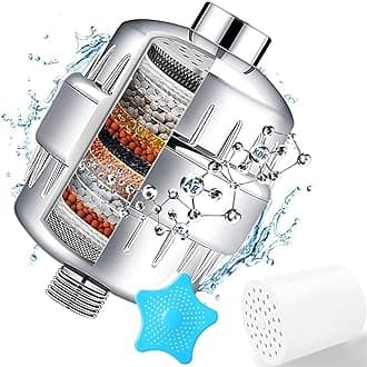 20-Stage Shower Filter with Vitamin C for Hard Water - Multi-Stage Filter Cartridge to Remove Chlorine, Heavy Metals
