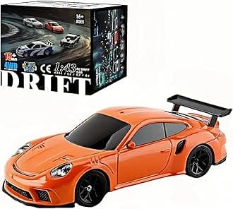 RC Drift Car - 1:43 Remote Control Car 2.4GHz Mini Drift Cars Racing High Speed Drift Car Model with LED Lights for RC Toys Gift (Orange)