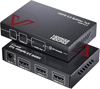 AV Access 1 in 2 Out UHD 4K@60Hz 1080p@120Hz HDMI 2.0 Splitter with Auto Downscaling,18Gbps Zero Latency, 1×2 4K HDMI Splitter with HDR10 and 3D, HD Lossless Audio, HDCP 2.2, Auto EDID Management