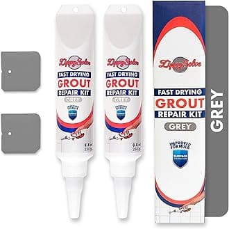 Tile Grout, Repair Kit, 2 Pack Grout Filler, Restore & Renew Tile Joints Line, Fast Drying Tile Grout Paint Squeeze Tube for Bathroom Shower Kitchen Floor, Waterproof (17.6 oz, Grey)