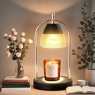 GEEZOCandle Warmer Lamp with Timer, Electric Black Candle Warmer Light for Bedroom, Dimmable Wax Melts Warmer for Candle Jars, Home Decor Beside Lamp Gifts for Women (2 Bulbs Included)