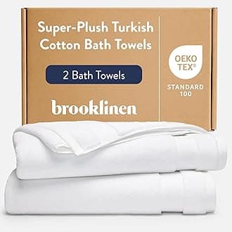Super-Plush Turkish Cotton Bath Towels - Set of 2 - Cotton, 820 GSM, Highly Absorbent, Machine Washable, Perfect for Home & Bathroom (30" x 58", Solid White)