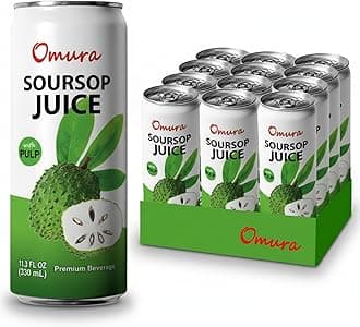 Omura Soursop Juice Drink with Pulp 11.3 Fl Oz (12-Pack) | Refreshing Tropical Fruit Beverage | Graviola Guanabana Juice