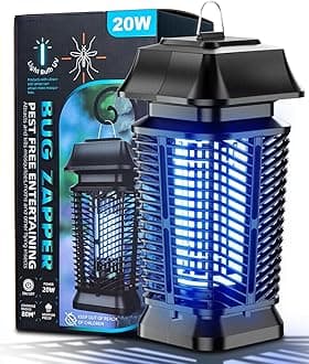 Meilen Bug Zapper Outdoor,Mosquito Zappers Indoor, Electric 4000V Fly Zapper Waterproof Bug Zapper Indoor, Portable Fly Trap& Insect Killer for Patio, Home, Kitchen, Backyard（Square Roof）