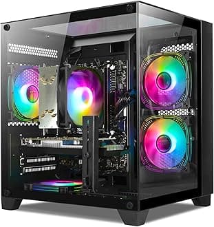 LXZ Gaming PC Desktop - Ryzen 5 5500 | GeForce RTX 3050 6GB | 16GB DDR4 | 1TB NVME SSD | DP/HDMI/DVI, Prebuilt Tower Computer for Gaming, Home and Office (Black)