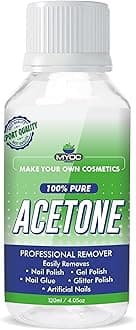 MYOC 100% Pure Acetone Nail Polish Remover for Natural, Gel & Acrylic Nails, Quick Professional Strength Formula - (120 ml (4.05 Fl Oz))