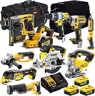 Dewalt 18V Li-ion 10 Piece Cordless Power Tool Kit with 3 X 5Ah Batteries & Charger DCKT4T710P4T- Monster Power Tool Kit- Combo Kit- 18V Cordless Power Tool Kits- Mega Power Tool- Dewalt kit
